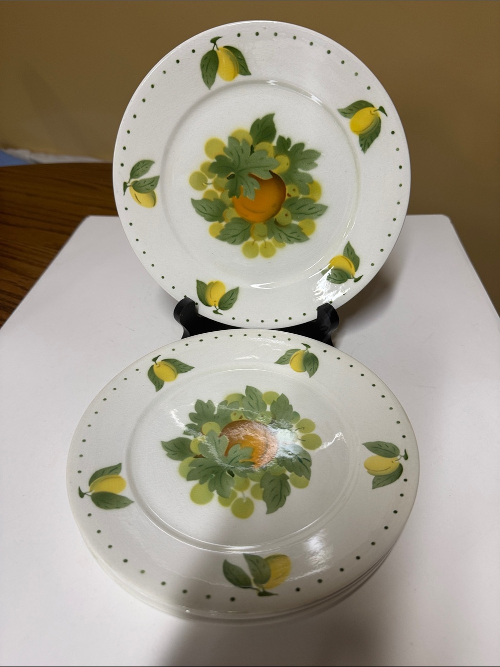 Alumina Hand-Painted Faience Plates Copenhagen Denmark 7.5” set of 4